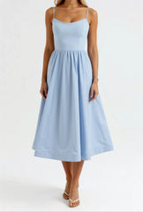Wedding Guest Dress, Elegant Corset Midi Dress For Women - White, Light Blue, Pink, Purple