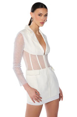 Beibs In The Trap Corset Blazer Dress With Rhinestone Sleeves
