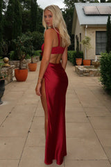 Christa Satin Maxi Dress - Burgundy
