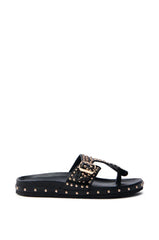 Azalea Wang Daisy Chain Studded Black Sandal