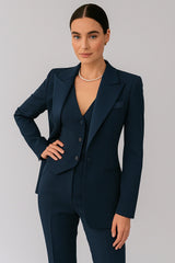 Women’S 3-Piece Suit Set – Tailored Blazer, Vest, And Slim-Fit Trousers – Elegant All-Season Outfit