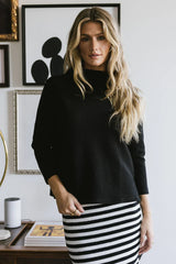 Textured Mock Neck Top In Black Final Sale