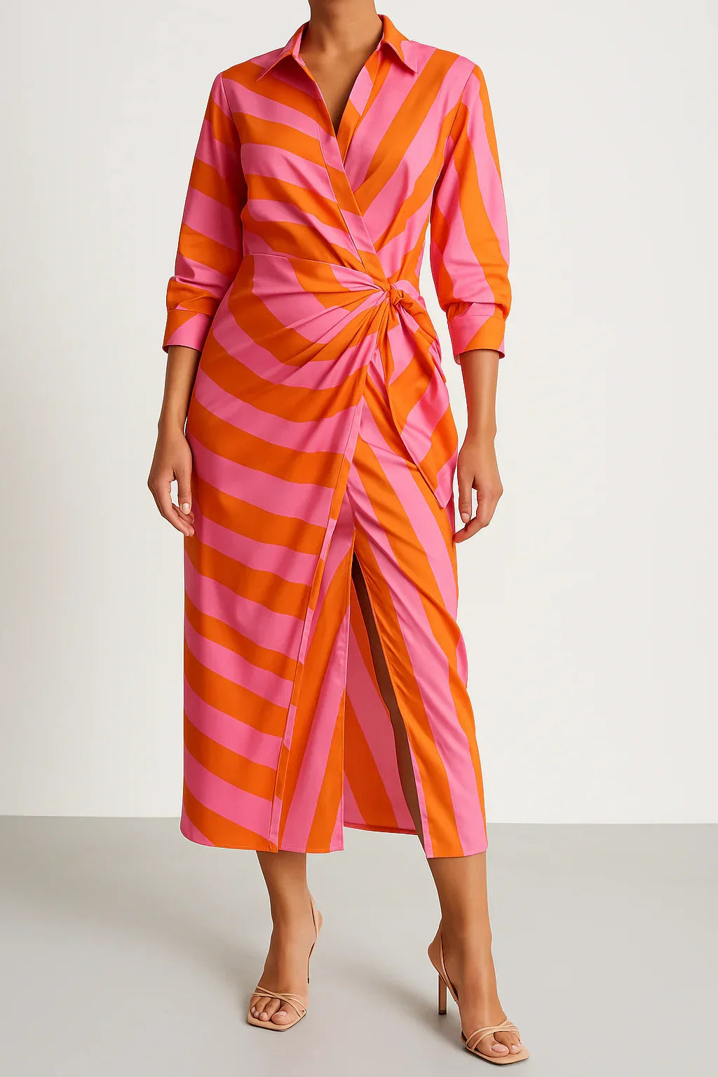 Elegant Wrap Shirt Dress For Women
