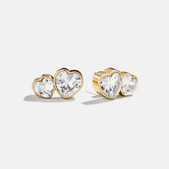 Kali Heart Earrings - Gold/Pavé