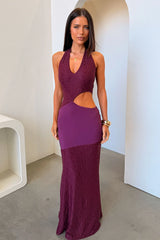Walker Halterneck Maxi Dress - Plum